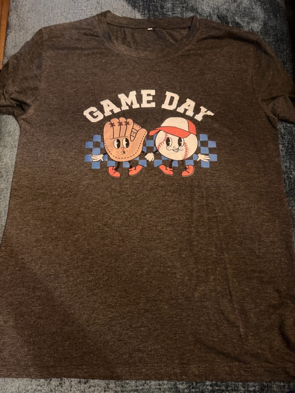 Game Day Brown Graphic Tee with Baseball Design